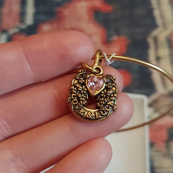 Alex and Ani Fortune's Favor Love & Luck Gold Bangle Bracelet - Picture 4 of 4